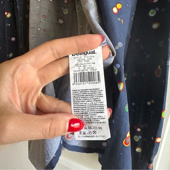 Desigual Y2K Mens XL Multicolor Button Down Casual Shirt Abstract Retro Artsy - Picture 7 of 7